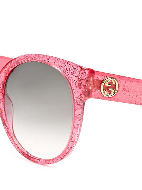 gucci oversize pink glitter shades|gucci round pink sunglasses.